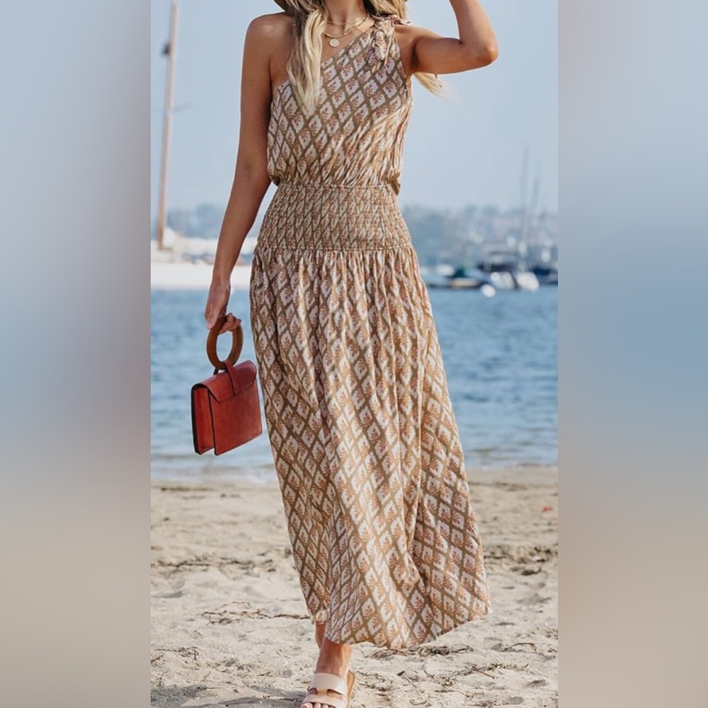 Elegant Tan Maxi Dress